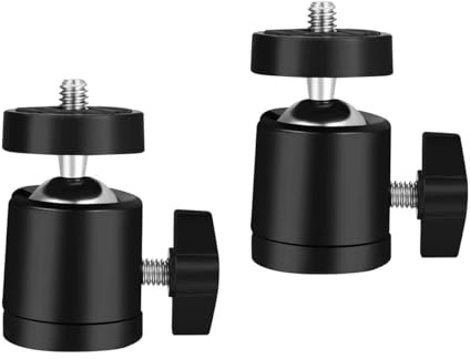 JAOXISOU 2 Pack Universal 1/4 Swivel Mini Ball Head Screw Tripod Mount, 360 Degree Rotating Mount Base Adapter for DSLR Cameras Tripods Monopods Camcorder Light Stand Bracket
