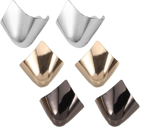 Cubiertas para Puntas de Zapatos Modelo 07, Hierro, 3 Pares | Protección Antidesgaste para Calzado, Juego de Seis Piezas, Acabado Oro Plata y Gris para Uso Diario