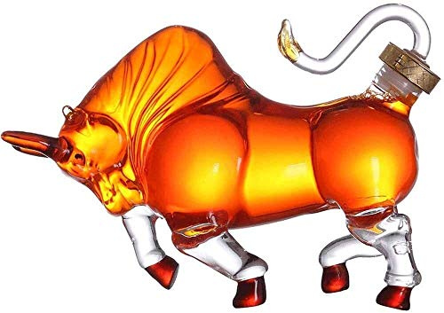 Generico Decanter per Whisky, Bottiglia A Forma di Animale in Stile Toro, Vetro di Cristallo Borosilicato Senza Piombo, Grande capacità 1000 Ml, Design con Coperchio Antipolvere