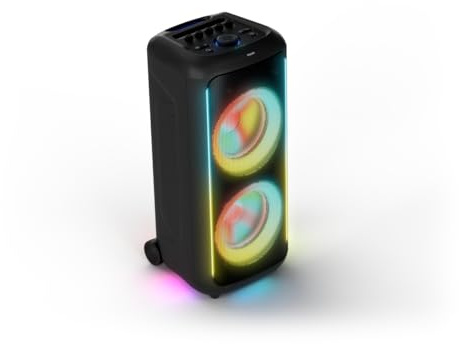 Philips TAX5000E Bluetooth Party Speaker 200W Max, Bass+, Lightshow, 14h Battery, TWS & Auracast, Mic/Guitar Inputs, IPX4 Splash-Proof, USB, AUX, App Control, Wheels & Handle