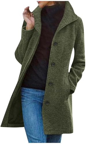 Generisch Damen Mantel Winter Kurzmantel Herbstmantel Locker Wollmantel Elegant Wintermantel Modische Wolljacke Bequeme Übergangsmantel Casual Trenchcoat Winterjacke für Alle Outdoor-Aktivitäten