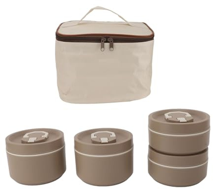 plplaaoo Lonchera apilable 304 a prueba de fugas de acero inoxidable múltiples capas contenedor de alimentos aislados para trabajo (4pcs)