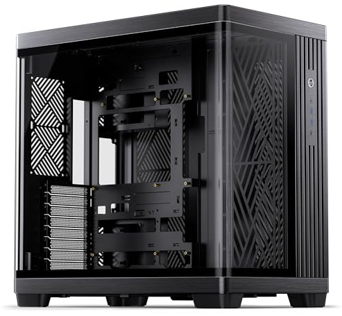 Jonsbo TK-4 Black ATX Mid Tower PC-fodral – härdat glaspaneler, nät fram, High Airflow Gaming Datorfodral, stöder ATX/Micro-ATX/Mini-ITX-moderkort, GPU upp till 330 mm