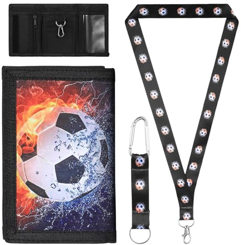 Portefeuille de Poitrine Football pour Enfants, Portefeuilles pour garçons et Filles, Porte-Monnaie pour Enfants, Sac Bandoulière Homme, Cadeaux Football avec Porte-clés et Cordon,Sac de Poitrine