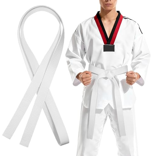 DECHOUS Ceinture Taekwondo Blanche pour Arts Martiaux Ceinture Légère et Respirante pour Karaté Judo et Adultes