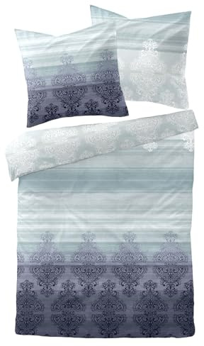 Traumschlaf Moderne Biber Bettwäsche Aura blau kuschelig weich aus 100% Baumwolle mit Reißverschluss - Made in Germany 135x200 cm + 80x80 cm