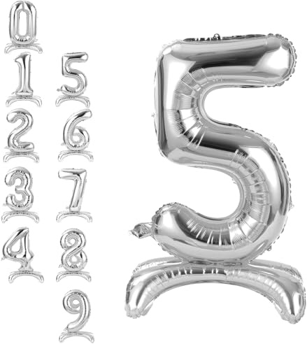 APXEL Zahlen Luftballon 5 Gold, 40 Zoll Stehende Folienballon Zahl Ballon 5, Helium Ballons Geburtstagsdeko Mädchen Junge Kindergeburtstag Party-Deko Geburtstag Silvester Deko Neujahr Deko