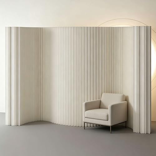 Faltbarer Raumteiler aus Papier, freistehende Trennwand, Paravent und Sichtschutz aus Kraftpapier ohne Bohren, einfache Montage ideal für Büro, Wohnzimmer(Weiß L200*H100 cm)