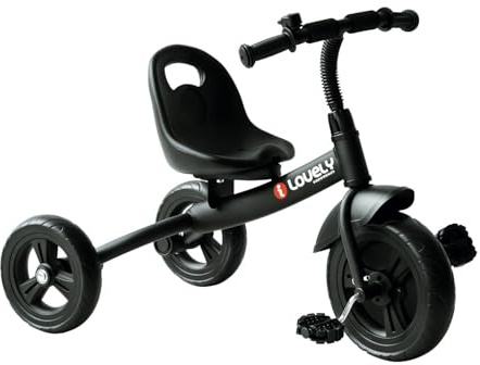 HOMCOM Triciclo per Bimbo con Campanello, Parafango, Nero, 79x50.5x58cm
