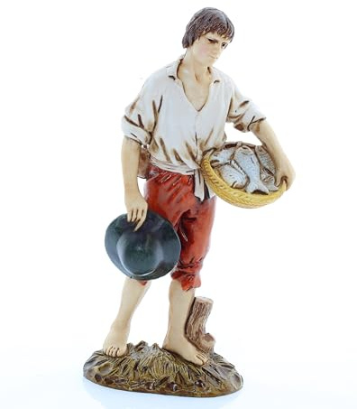 Moranduzzo Fischer für Krippe 12 cm Maßstab 1:15 - Unzerstörbare Krippenfiguren - Stil 700', Handbemalt, Offizielles Produkt, Hergestellt in Italien, Bildhauer M. Landi