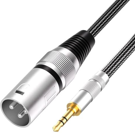 Tisino 3.5mm Mini jack to XLR Cable Unbalanced 1/8 inch Aux Stereo to XLR Male Adapter Microphone Cord - 2 m