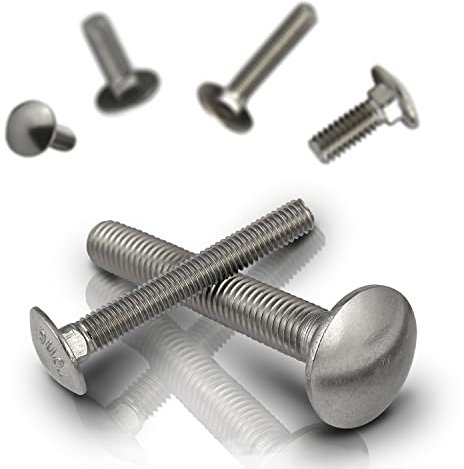 PROTECH 10x M12x60 Rostfreie Schlossschrauben Edelstahl A2 Torschrauben | DIN 603 Flachrundschrauben für Zaun & Torbau | Vollgewinde