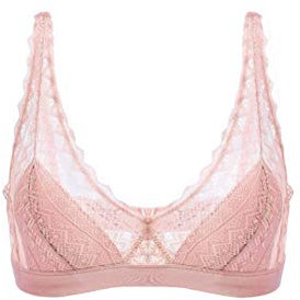 SilRiver Silk Women's Lace Wireless Bralette with Soft Silk Cup Light Padded Bra (Medium, Dusty Rose)