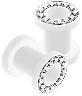 KJM Fashion Acryl Weiß Flesh Tunnel Kristall Piercing Schmuck 2 Stück Acryl