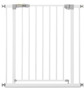 hauck Treppenschutzgitter / Türschutzgitter Stop N Safe 2 (Basisgitter ohne Verlängerung), für Breiten 75 - 80 cm, ohne Bohren, Einhändiges Öffnen, Beidseitig Schwenkbar, Metall (White)