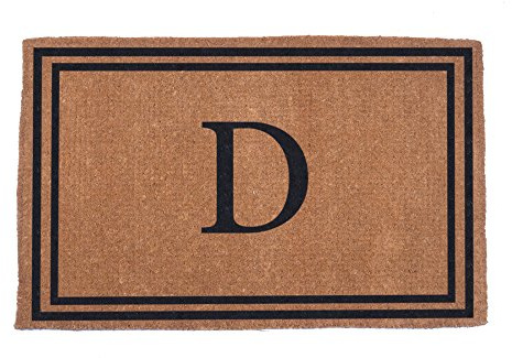 COCO MATS 'N MORE Hand Woven Black Double Bordered Monogrammed Coco Doormat 38 x 60 | Personalized Doormat | Unique Housewarming Gift New Home Essentials