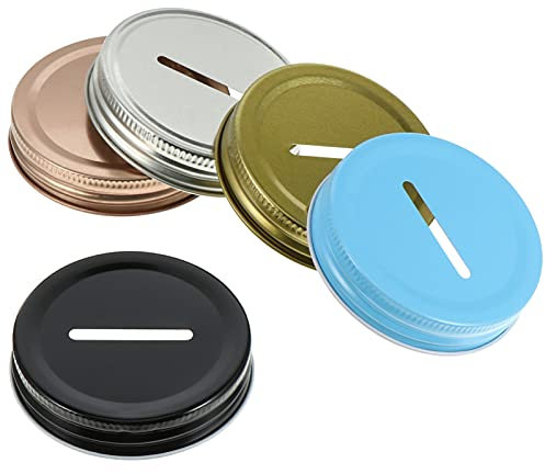 EXCEART 25pcs Coin Slot Piggy Bank Lids Reusable Metal Mason Jar Canning Lids Stainless Steel Lid Inserts for DIY Mason Ball Canning Jars 70mm