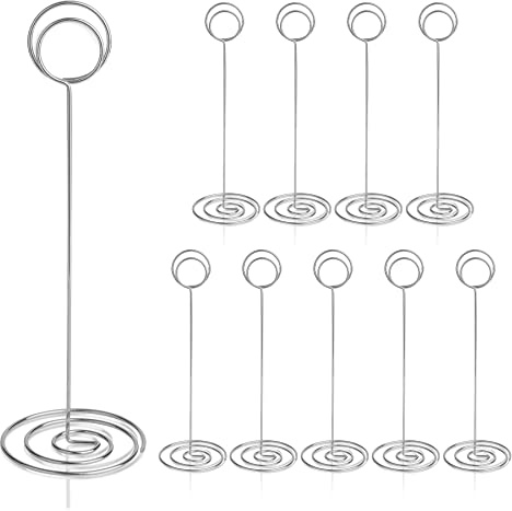 HomWanna Table Number Holders 10Pcs - 8.75 inch Place Card Holder Tall Table Number Stands for Wedding Party Graduation Reception Restaurant Home Centerpiece Decorations Office Memo (Silver)