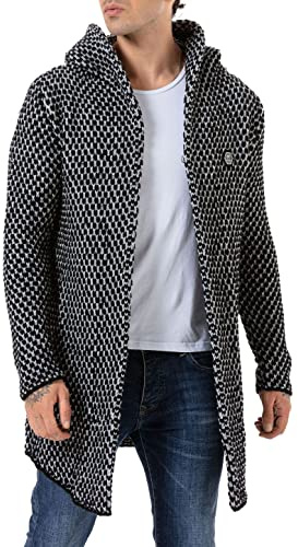 RED BRIDGE Cardigan para hombre Abrigo Chaqueta de punto larga Negro L