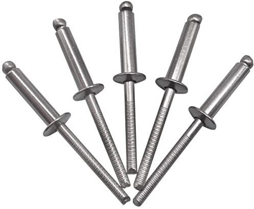 100 remaches ciegos de acero inoxidable de 4,8 x 20 mm, cabeza de cúpula, remaches de pop, DIN 7337, remache A2, mandril ranurado (100, 4,8 x 20 mm)