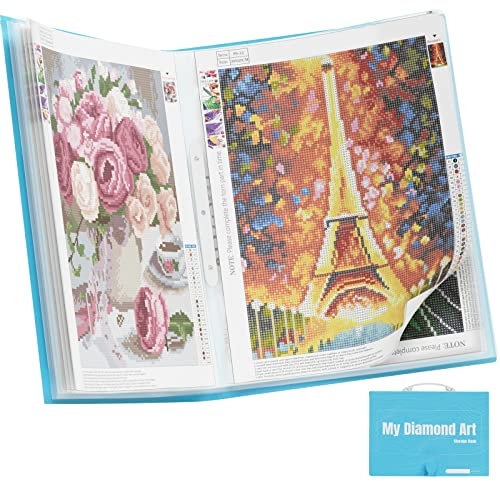 ARTDOT A3 Diamond Painting Mappe mit Griff, Diamond Painting Zubehör für Aufbewahrung Diamant Painting Erwachsene Bilder, mit 30 Klarsichthüllen fasst 60 Blatt