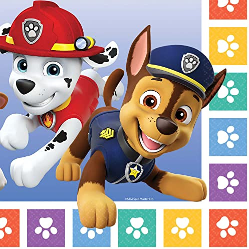amscan- Serviettes de Table Paw Patrol, 9914237, Multicolore