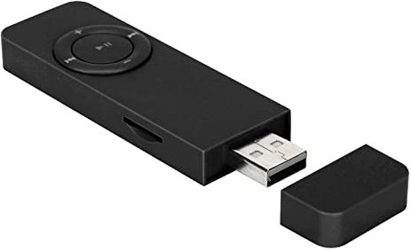 PUSOKEI Reproductor de Música, MP3 USB Stick con Auriculares de 3,5 Mm/1,4 Pulgadas, Reproductor de MP3 con Cordón, Ampliable hasta 32 GB(Negro)