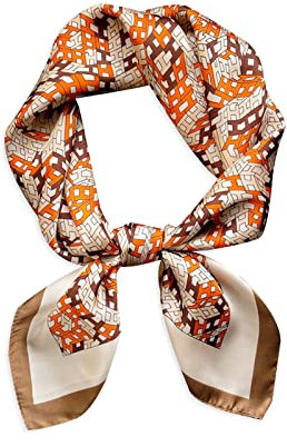LumiSyne Seidenschal Damen Quadratischer Schal Blume Gedruckt Klassische Hahnentritt Buchstaben Muster Satin Kleine Vierecktuch Multifunktionales Halstuch Kopftuch Bandana Kopfschmuck Haarband 70×70cm