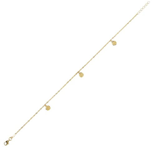 JC Schmuck | Damen Singapurkette mit Engel Änhänger Fusskette in 585 Gold | Fußkette Fußkettchen Schmuck | Länge verstellbar 23 cm bis 25 cm | 8445