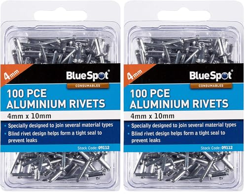 Blue Spot 09112 4mm x 10mm 100 Piece Rivets (Pack of 2)