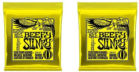Ernie Ball Beefy Slinky Nickel Wound E-Gitarrensaiten, Stärke 11-54 (Packung mit 2)