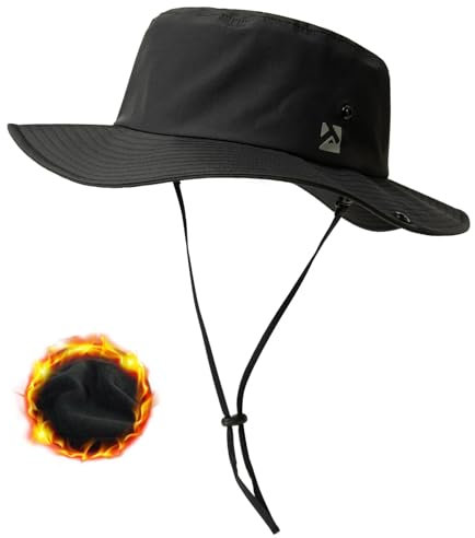 TOP-EX TOPEX XL/XXL Unisex wasserdichte Outdoor Hut Herren Wintermützen Warmes Fleecefutter UV-Schutz Sonnenhüte mit breiter Krempe Safari-Hut Angeln Wandern Boonie-Hüte 94600_Schwarz L/XL