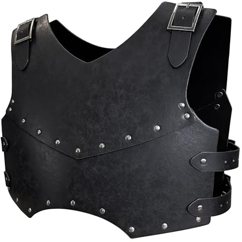 HiiFeuer Mittelalterlicher Kunstleder Brustpanzer, Retro Söldner Ritter Bogenschütze Körperpanzer, Verstellbare Rüstung für LARP Kostüm& Ren Faire/Karneval