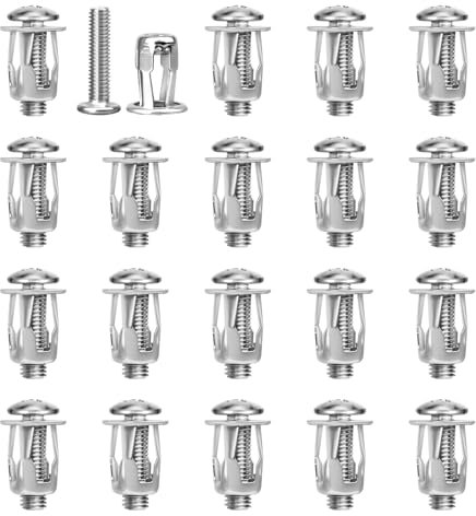 20 Stück Hohlraumdübel M6X25,Blütenblattmutter Schrauben Dübel Set,Expansionsschraube Rigipsdübel,Jack Nuts Hohlraumdübel Metall für Wagenheber/Wagenmutter/Hohlwände/Dünne Metall/Weiche Wände