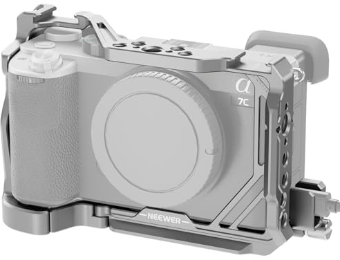 NEEWER A7C II A7CR Kamera Käfig Cage für Sony A7C II A7CR, Alu. Video Rig mit QR Basis Arca Typ, kompatibel mit DJI RS Gimbal, HDMI Kabelklemme, NATO, Cold Shoe 3/8 ARRI 1/4 Gewinde, CA051 Silber