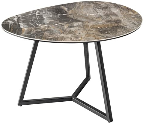 Couchtisch MARVELOUS 70cm - schwarz - Keramik - Marmorsockel Beistelltisch | Als Beistelltisch nutzbar, hochwertig, Sicherheitsglas, Metallgestell