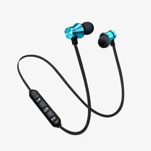 Wireless Earbuds & Bluetooth Headphones: Magnetic Neckband, In-Ear Bluetooth Earphones with Microphone, IPX6 Sweatproof, Deep Bass - Perfect for Calls, Music, Sports - Lightweight. (Blue)