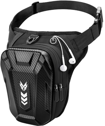 Rolgno Beintasche Motorrad, Bauchtasche Gürteltasche Herren Damen, [Erweiterter Stauraum] Oberschenkeltasche, Reflektierende Streifen & Verstellbarer Beinriemen Rucksäcke Taschen für Radfahren Wandern