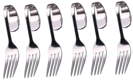 TOPBATHY 6-Piece Set Stainless Steel Curved Handle Forks Salad Dessert Cake Forks for Restaurant