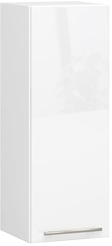 3E 3xE living.com Hängender Küchenschrank, Farbe: Weiß | Weißglänzend, A: B: 30 cm, H: 72 cm, T: 30 cm.