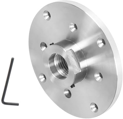 Timunr 6 Inch Steel Wood Lathe Face Plate 7/16 Thick Steel Faceplate Threaded Fixed Screw Locks The Spindle and Enables Reverse Turning