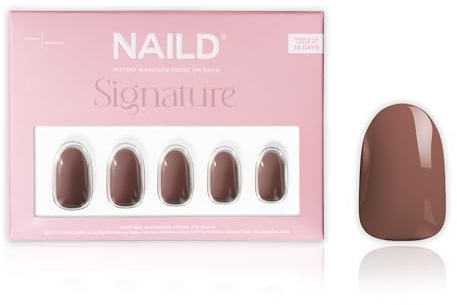 NAILD Softgel Press On Nails Round, Cashmere – Fingernägel zum Aufkleben in Studioqualität – Wiederverwendbare künstliche Fingernägel – inkl. Nagelkleber, Feile & Zubehör