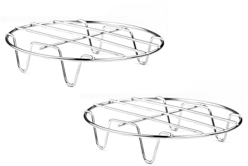 Lot de 2 grilles de cuisson vapeur rondes de 24 cm en acier inoxydable pour rôtir la cuisine, le refroidissement et la cuisson à la vapeur des aliments dans la cuisine et à l'extérieur (argent, 24 cm)