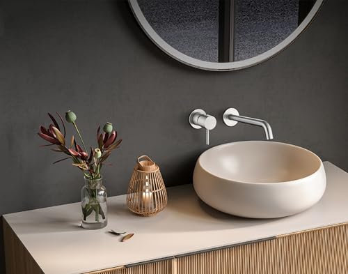 Mice - Grifo empotrado de lavabo monomando, Griferia Baño para Agua Frio/Caliente - Griferia baño grifos empotrados de lavabo - Serie Brezzo (Niquel Cepillado)