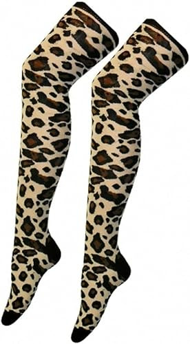 Overknee-Socken für Mädchen, Leopardenmuster, lange Overknee-Socken, lange Overknee-Socken aus Baumwolle, leopard, Einheitsgröße