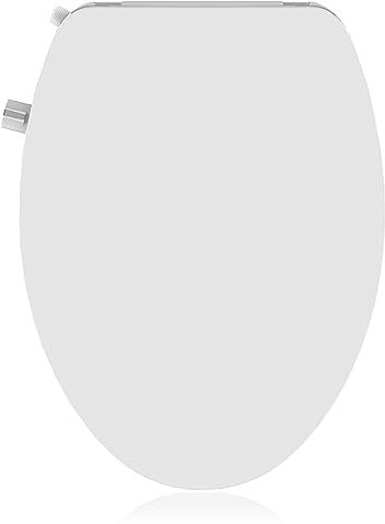 Senfot Round Bidet Toilet Seat, Self Cleaning Dual Nozzles, Adjustable Spray Pressure and Position, Non-Electric Bidet Toilet Seat with Quiet-Close, Easy Installation, 17”Round, White