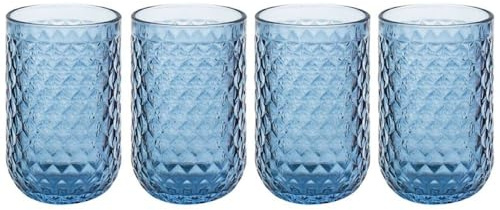 Lesser & Pavey Elements Blue Tumbler Glass Set of 4 for Home, Kitchen, Restaurant & Parties | Lovely Tumbler Glass Set of 4 for Drinks | Gorgeous Gift for Women, Men, Wedding & Christmas