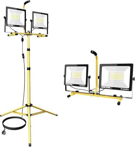 Willpower 2 x 100W 20000LM proiettore led cantiere treppiede piede faro da cantiere per giardino garage officina industriale esterno interno 175V-265V