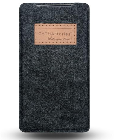 CATHAstories Hülle für iPhone 16, Tasche, Case, Handyhülle aus nachhaltigem Filz – Made in Germany – Farbe Onixgrey (schiegergrau), für iPhone 16