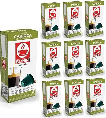 Bonini Carioca Coffee Pods - Pack of 10 (Total 100 Pods) 100% Italian coffee